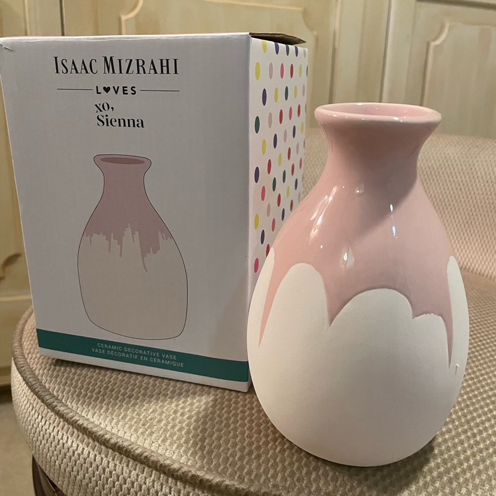 Isaac Mizrahi White Ceramic Decor Vase